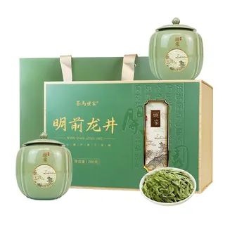 茶马世家 山间茶语特级龙井双瓷罐礼盒装200g（100g*2罐）