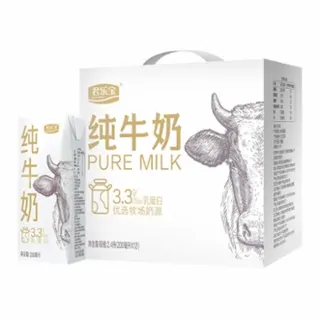 君乐宝柳叶包优选牧场纯牛奶200ml*12盒